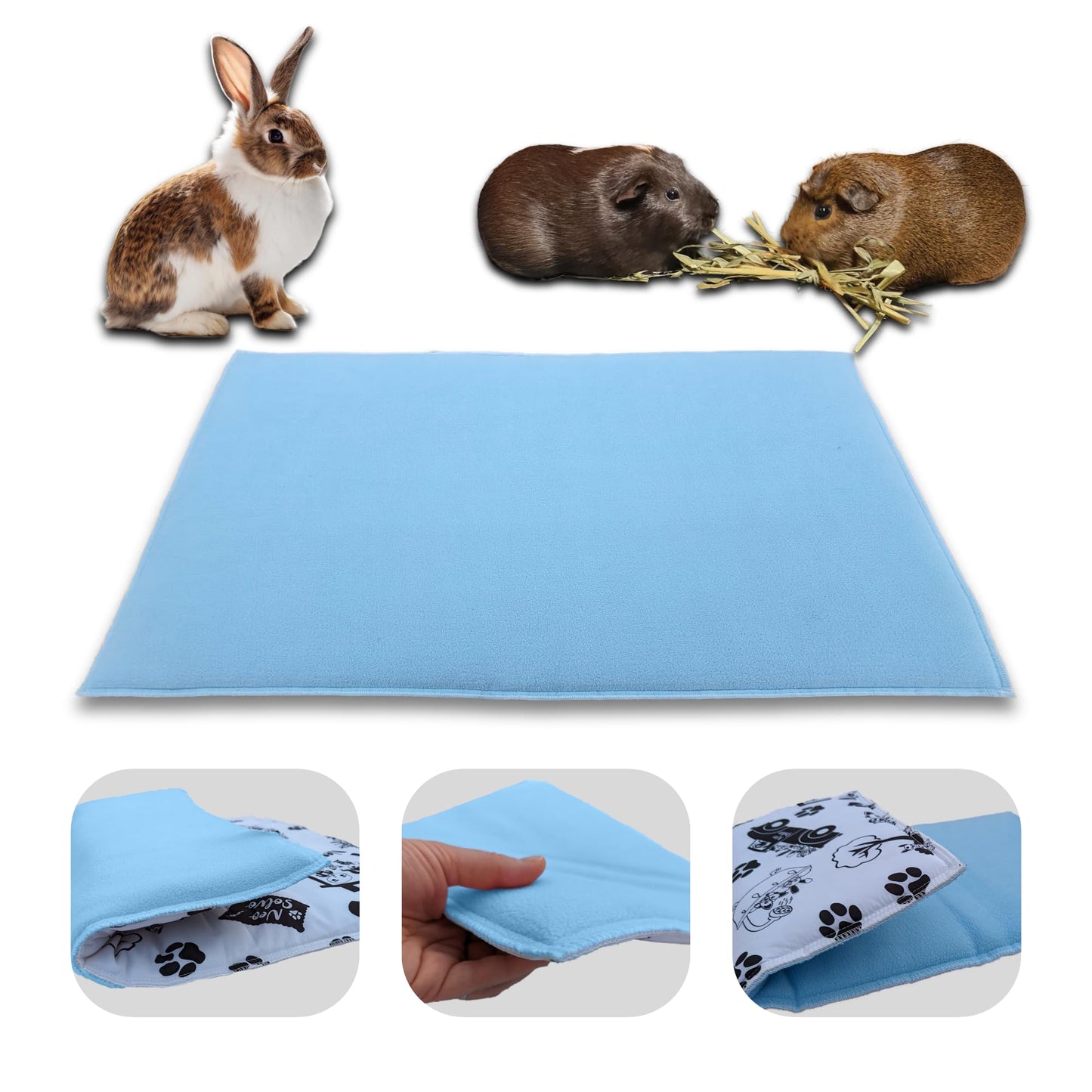 Fleece Guinea Pig and Rabbit Play Mat - All in One, it's a Blanket, a Giant Tunnel, a House, a Cushion and a Bed - Comfortable - Available in 3 Colors and 6 Sizes