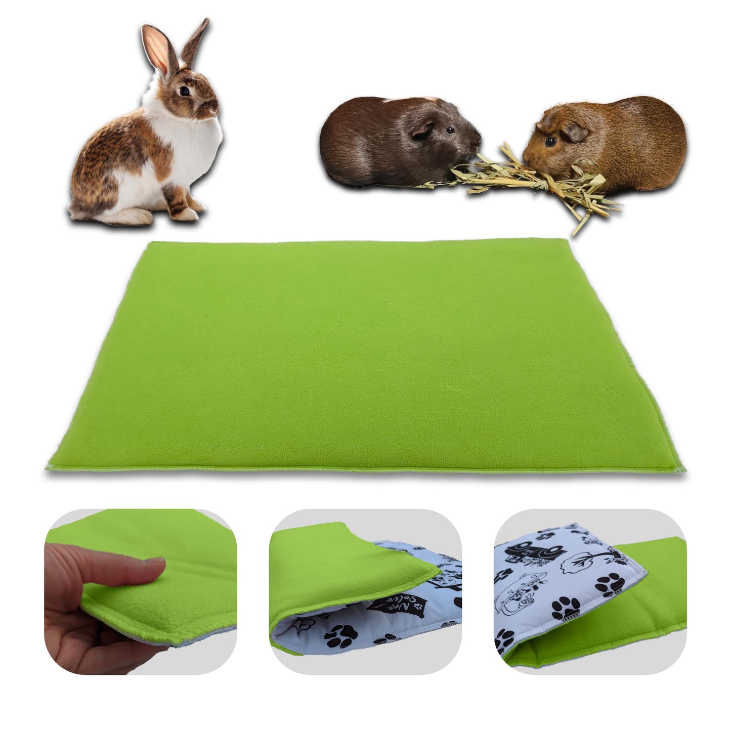 Fleece Guinea Pig and Rabbit Play Mat - All in One, it's a Blanket, a Giant Tunnel, a House, a Cushion and a Bed - Comfortable - Available in 3 Colors and 6 Sizes