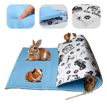 Fleece Guinea Pig and Rabbit Play Mat - All in One, it's a Blanket, a Giant Tunnel, a House, a Cushion and a Bed - Comfortable - Available in 3 Colors and 6 Sizes