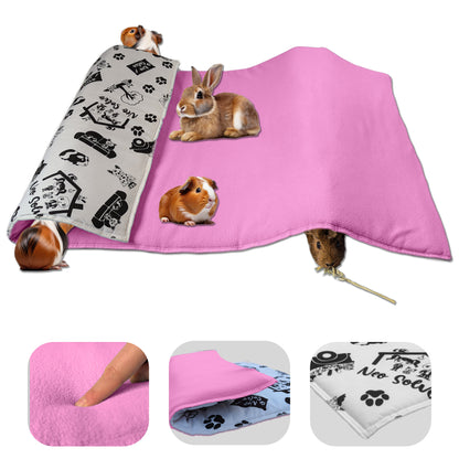 Fleece Guinea Pig and Rabbit Play Mat - All in One, it's a Blanket, a Giant Tunnel, a House, a Cushion and a Bed - Comfortable - Available in 3 Colors and 6 Sizes