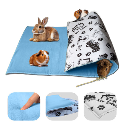 Fleece Guinea Pig and Rabbit Play Mat - All in One, it's a Blanket, a Giant Tunnel, a House, a Cushion and a Bed - Comfortable - Available in 3 Colors and 6 Sizes