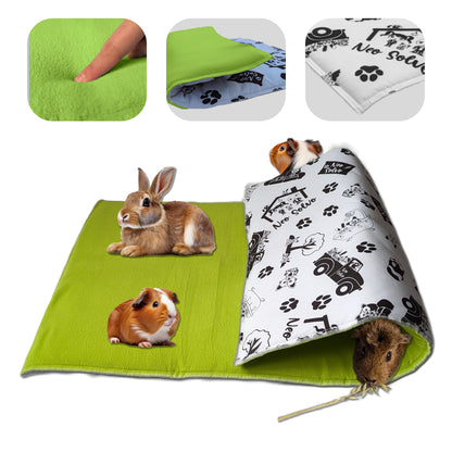 Fleece Guinea Pig and Rabbit Play Mat - All in One, it's a Blanket, a Giant Tunnel, a House, a Cushion and a Bed - Comfortable - Available in 3 Colors and 6 Sizes