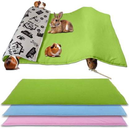 Fleece Guinea Pig and Rabbit Play Mat - All in One, it's a Blanket, a Giant Tunnel, a House, a Cushion and a Bed - Comfortable - Available in 3 Colors and 6 Sizes