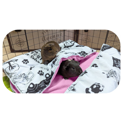 Fleece Guinea Pig and Rabbit Play Mat - All in One, it's a Blanket, a Giant Tunnel, a House, a Cushion and a Bed - Comfortable - Available in 3 Colors and 6 Sizes